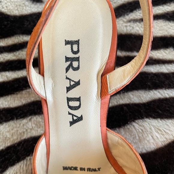 Y2K Prada Orange Snakeskin Lucite Wedge Heels - Picture 8 of 11